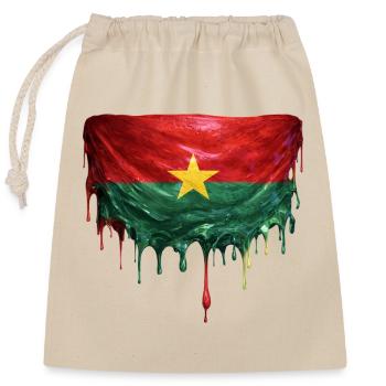 Burkina Faso Flag Drop Look - Closable cotton gift bag (25x30cm) - nature - Front