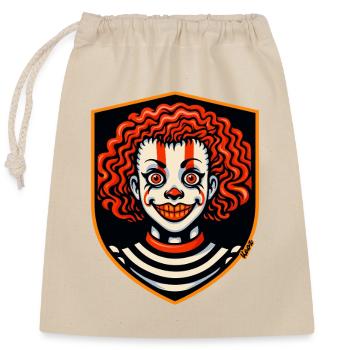 Harlekin-Wut-Schildclown - Verschließbarer Geschenkbeutel aus Baumwolle (25x30cm) - Natur - Vorne