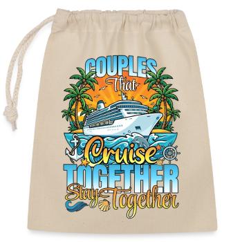 Les couples qui croisent en voyage de vacances en famille en croisière - Sac cadeau en coton avec cordon (25 x 30 cm) - nature - Devant