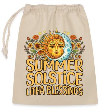 Litha Pagan Summer Solstice Midsummer Midsommar - Closable cotton gift bag (25x30cm) - nature - Front
