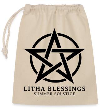 Litha Pagan Summer Solstice Midsummer Midsommar - Closable cotton gift bag (25x30cm) - nature - Front