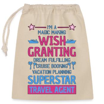 Family Vacation Planning Trip Cruising - Closable cotton gift bag (25x30cm) - nature - Front