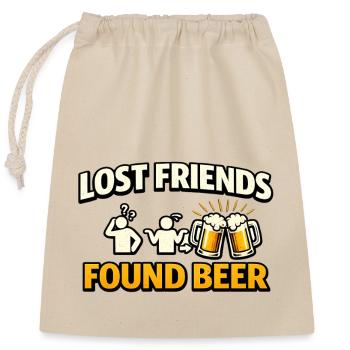 Lost Friends Found Beer - Closable cotton gift bag (25x30cm) - nature - Front