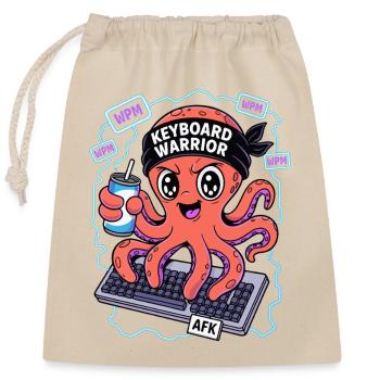 Keyboard Warrior Squid - Closable cotton gift bag (25x30cm) - nature - Front