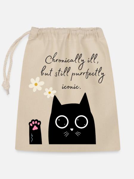Chronisch ikonische Katze - Verschließbarer Geschenkbeutel aus Baumwolle (25x30cm) - Natur