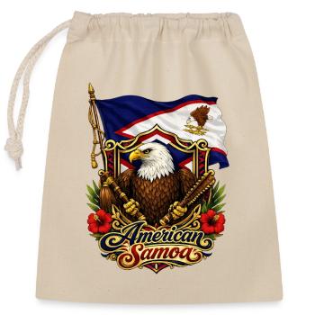 Eagle Flag of American Samoa - Closable cotton gift bag (25x30cm) - nature - Front