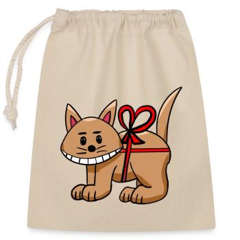 Funny Cat Birthday Cat Child - Closable cotton gift bag (25x30cm) - nature - Front