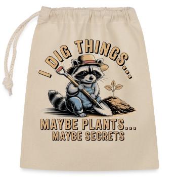 Raccoon Gardener: Digging Secrets - Closable cotton gift bag (25x30cm) - nature - Front