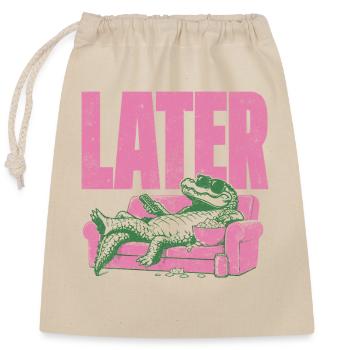ALLIGATOR LOUNGE PLUS TARD - Sac cadeau en coton avec cordon (25 x 30 cm) - nature - Devant