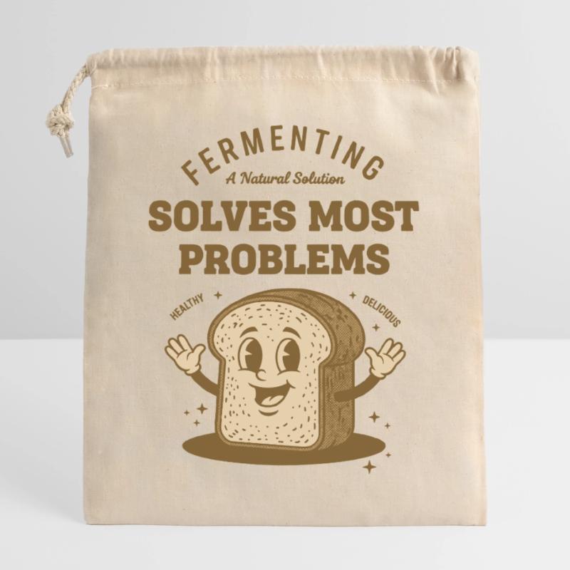 Sourdough Bread Baking Fermenting Solves Most Closable cotton gift bag (25x30cm)