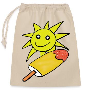 Sommer Sonne Eis Eiskrem Sommerzeit - Closable cotton gift bag (25x30cm) - nature - Front