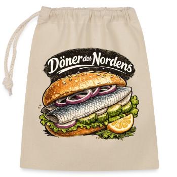  Döner Des Nordens Lustiger Fischbrötchen Spruch - Verschließbarer Geschenkbeutel aus Baumwolle (25x30cm) - Natur - Vorne