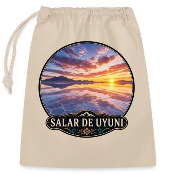 Uyuni-Salzsee Sonnenuntergang Emblem - Verschließbarer Geschenkbeutel aus Baumwolle (25x30cm) - Natur - Vorne