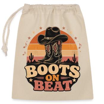 Boots on Beat - Closable cotton gift bag (25x30cm) - nature - Front