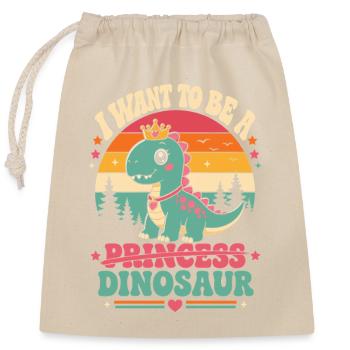 Prinzessin Dino Wunsch - Verschließbarer Geschenkbeutel aus Baumwolle (25x30cm) - Natur - Vorne