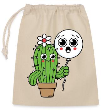 Cactus Buddy und Balloon Ghost - Verschließbarer Geschenkbeutel aus Baumwolle (25x30cm) - Natur - Vorne