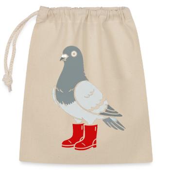 Dove in red boots - Closable cotton gift bag (25x30cm) - nature - Front