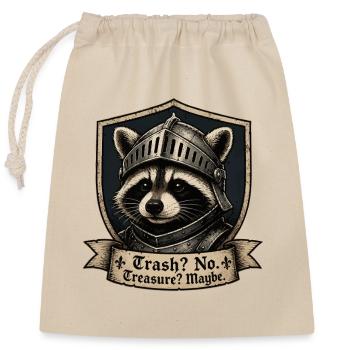 Ritter-Raccoon Schilddesign - Verschließbarer Geschenkbeutel aus Baumwolle (25x30cm) - Natur - Vorne