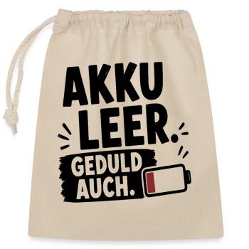 Akku leer - Verschließbarer Geschenkbeutel aus Baumwolle (25x30cm) - Natur - Vorne