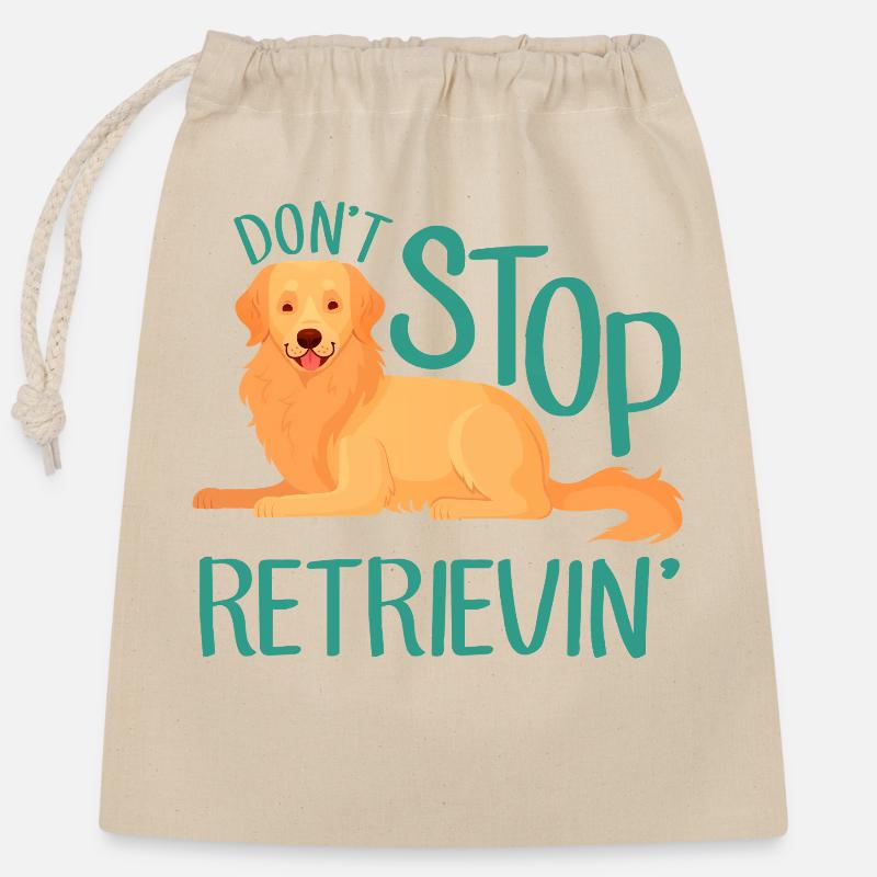 Don't Stop Retrievin' – Golden Retriever Hund - Verschließbarer Geschenkbeutel aus Baumwolle (25x30cm) - Natur