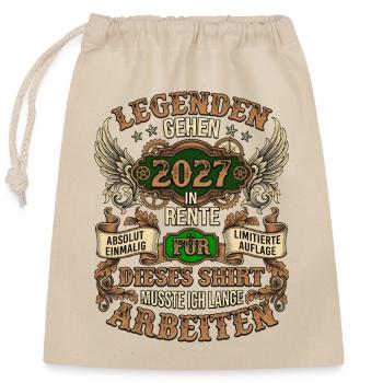 Rente 2027 Legende Ruhestand Retro Kompass - Verschließbarer Geschenkbeutel aus Baumwolle (25x30cm) - Natur - Vorne