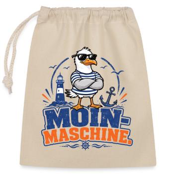 Moin Maschine Möwe Nordsee Shirt - Verschließbarer Geschenkbeutel aus Baumwolle (25x30cm) - Natur - Vorne