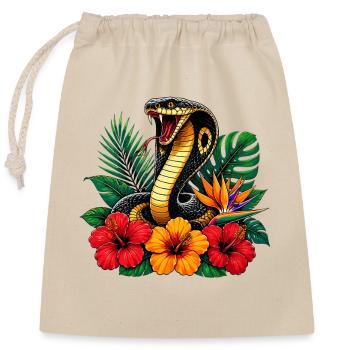 Serpent dans le parc des fleurs tropicales - Sac cadeau en coton avec cordon (25 x 30 cm) - nature - Devant