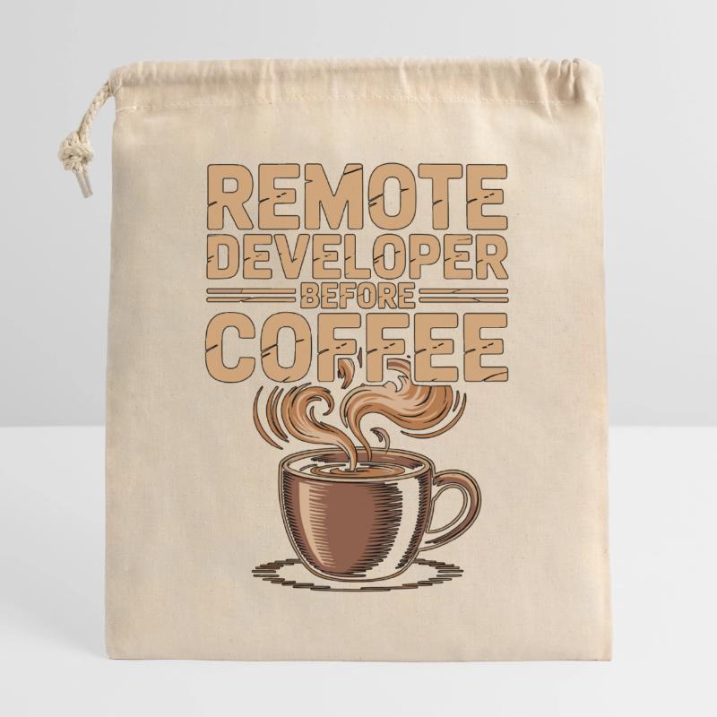 Remote Developer Before Remote Coder Coffee Lover Verschließbarer Geschenkbeutel aus Baumwolle (25x30cm)