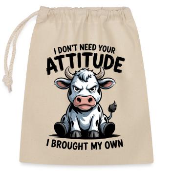 Cow Attitude Saying - Closable cotton gift bag (25x30cm) - nature - Front