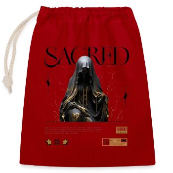 Voile sacré : Figure dorée - Sac cadeau en coton avec cordon (25 x 30 cm) - rouge - Devant