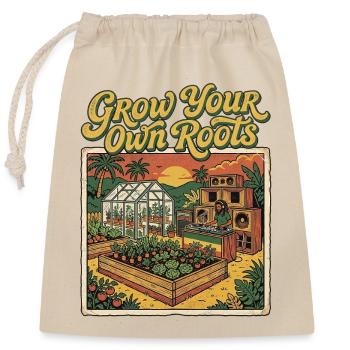 Grow Your Roots - Verschließbarer Geschenkbeutel aus Baumwolle (25x30cm) - Natur - Vorne