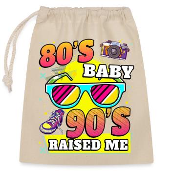 80s 90s Neon Vibe - Closable cotton gift bag (25x30cm) - nature - Front