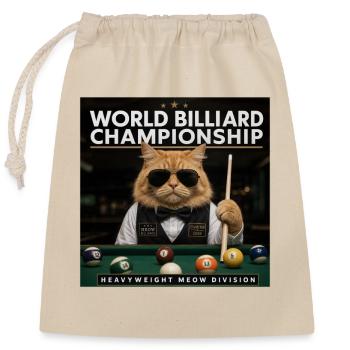 Cat Playing Pool Billiards in Lounge Cool Funny - Closable cotton gift bag (25x30cm) - nature - Front