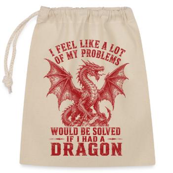 Problèmes résolus si j’avais un dragon - Sac cadeau en coton avec cordon (25 x 30 cm) - nature - Devant