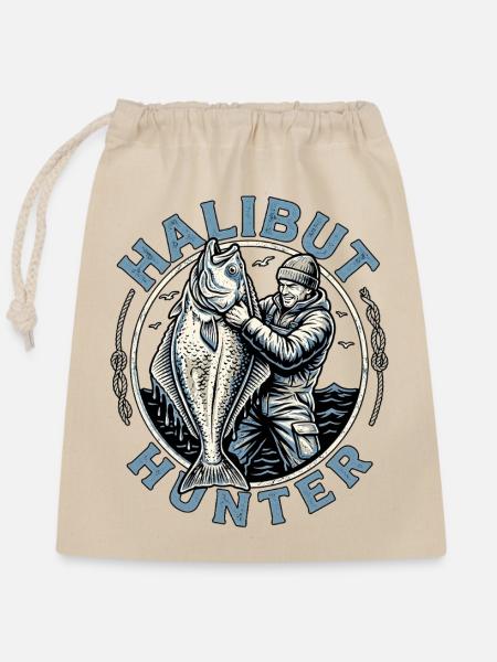 Halibut Hunter - Verschließbarer Geschenkbeutel aus Baumwolle (25x30cm) - Natur