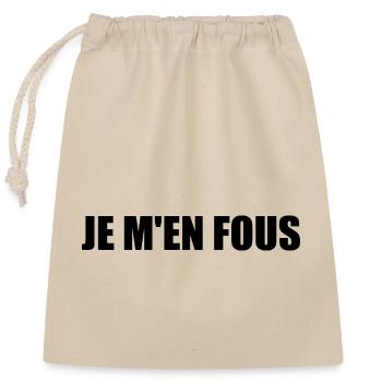 je m'en fous - Sac cadeau en coton avec cordon (25 x 30 cm) - nature - Devant