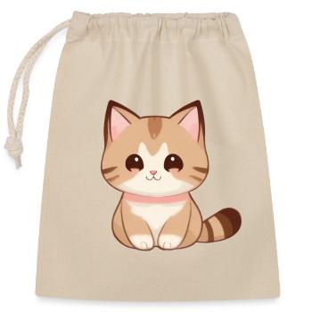 dessin chat, chat mignon, bébé chat - Sac cadeau en coton avec cordon (25 x 30 cm) - nature - Devant