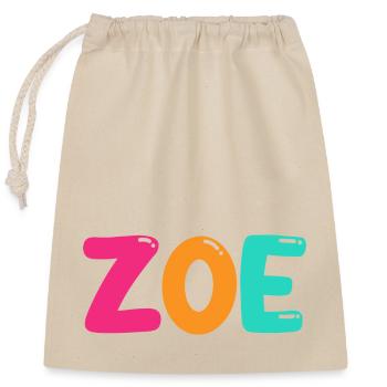 Nom - Zoé - Sac cadeau en coton avec cordon (25 x 30 cm) - nature - Devant
