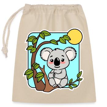 Cute little koala in the eucalytpus tree - Closable cotton gift bag (25x30cm) - nature - Front