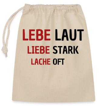 LEBE - Verschließbarer Geschenkbeutel aus Baumwolle (25x30cm) - Natur - Vorne