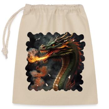 Dragons are considered lucky charms - Closable cotton gift bag (25x30cm) - nature - Front