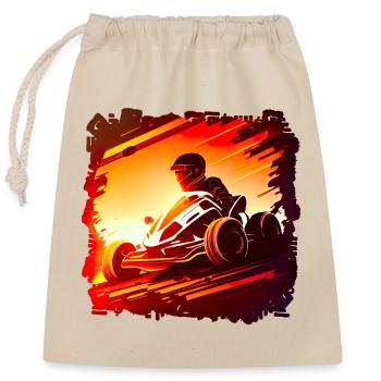 Les courses de karting sont une question de vitesse - Sac cadeau en coton avec cordon (25 x 30 cm) - nature - Devant