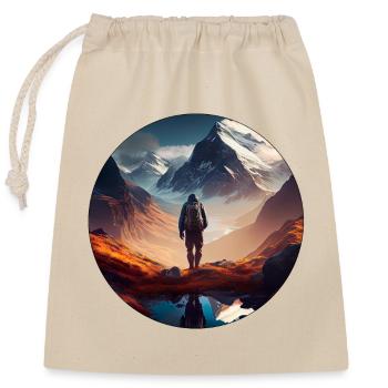 Hiking in the mountains - Closable cotton gift bag (25x30cm) - nature - Front