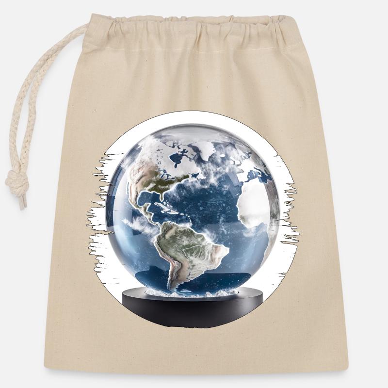 We live in a snow globe - Closable cotton gift bag (25x30cm) - nature