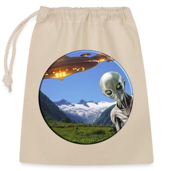 Was - es gibt Berichte über Ufo Sichtungen? - Verschließbarer Geschenkbeutel aus Baumwolle (25x30cm) - Natur - Vorne