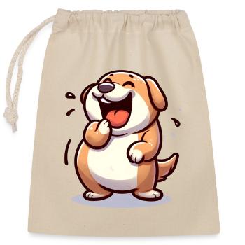 LAUGHING DOG FOUR-LEGGED FRIEND PET ANIMAL LOVER JOKE - Closable cotton gift bag (25x30cm) - nature - Front