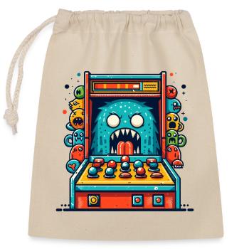 ARCADE SLOT MACHINE CASINO JOYSTICK MONSTER CRAZY - Closable cotton gift bag (25x30cm) - nature - Front