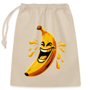 RIRE BANANE HEUREUX FRUIT HEUREUX SOURIRE BLAGUE - Sac cadeau en coton avec cordon (25 x 30 cm) - nature - Devant