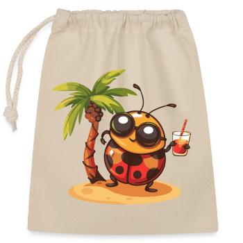 Ladybug Summer Beach Vacation - Closable cotton gift bag (25x30cm) - nature - Front