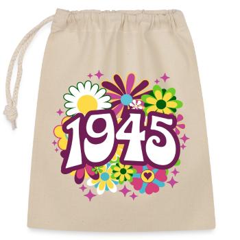 Rétro Groovy Année 1945 Femme 80 Ans Anniversaire - Sac cadeau en coton avec cordon (25 x 30 cm) - nature - Devant
